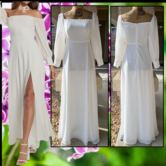 Lulus Feel the Romance White Off-the-Shoulder Maxi Dress Size S - Picture 1 of 14